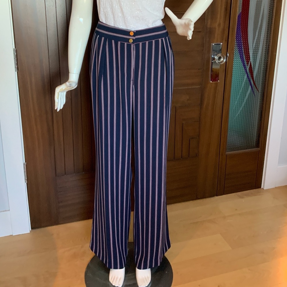 ADRIANNA PAPELL Wide Leg, Pinstripe Pants, Sz 14